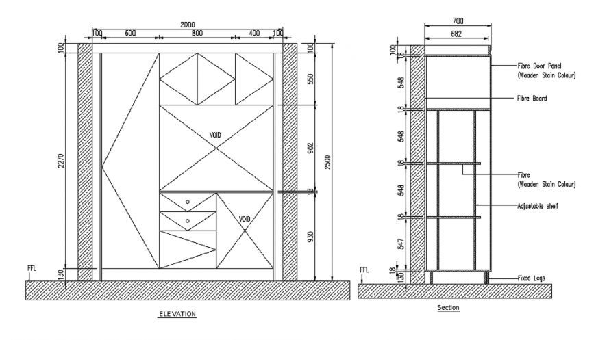 2d cad drawing of Aluminium garage storage cabinet autocad software