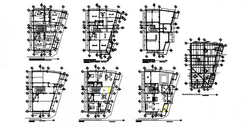 2d cad drawing of Apartment three levels autocad software