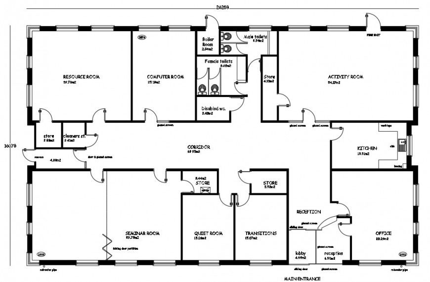 2d cad drawing of Barin injury center autocad software