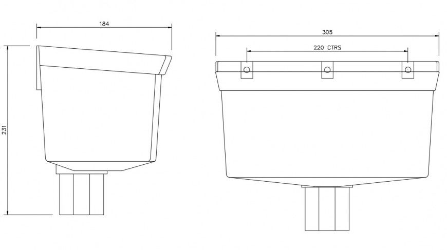  2d cad drawing of Cast iron hopper autocad software