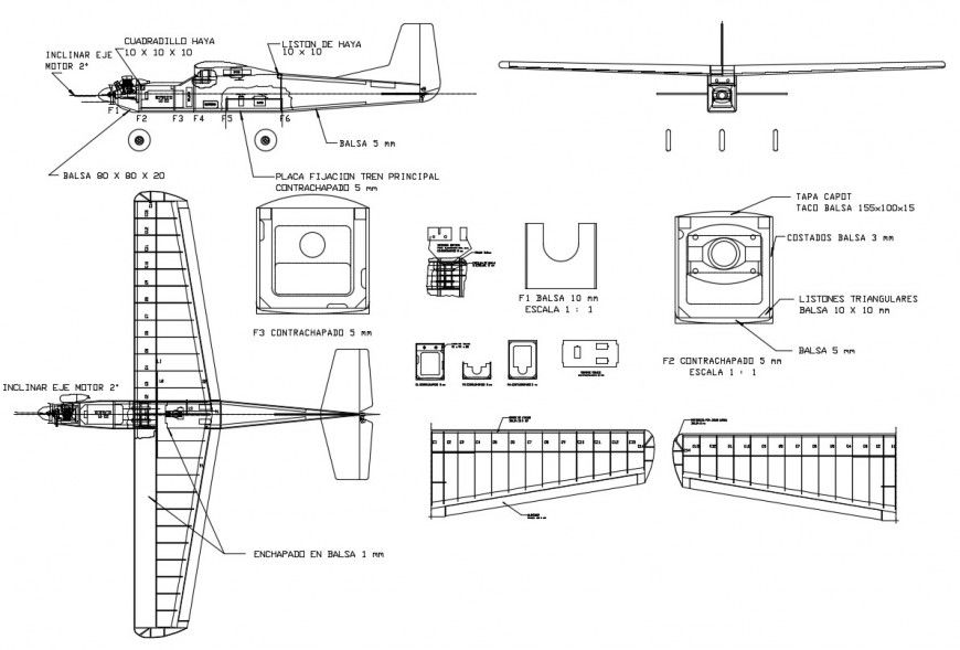 2d cad drawing of Charles corvette airplane autocad software