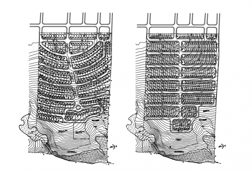 2d cad drawing of Contour mapping of area auto cad software