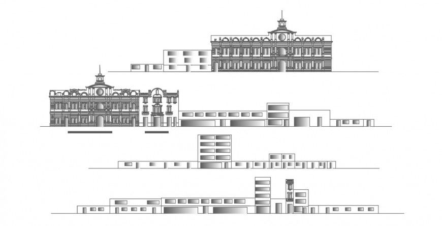 2d cad drawing of Elevation sector centre autocad software