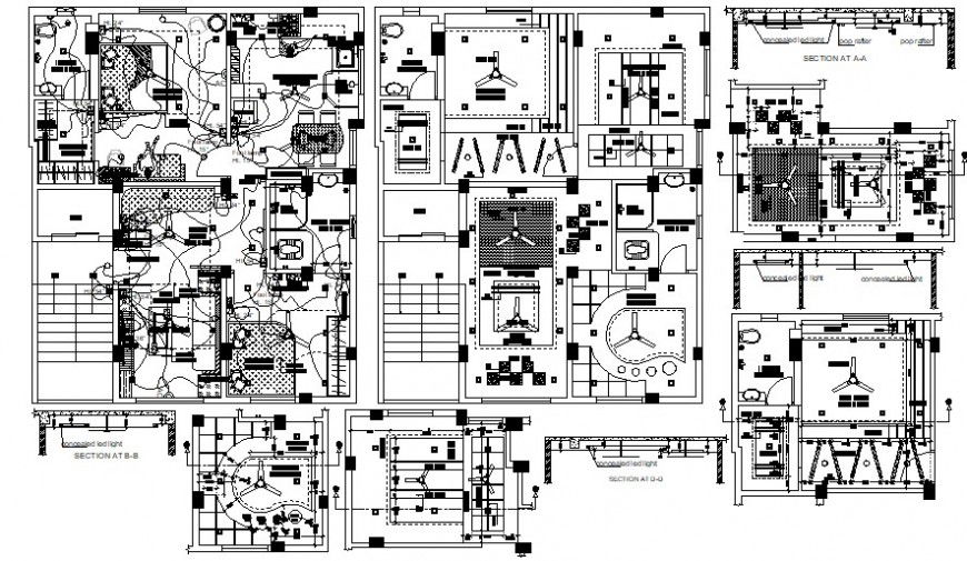 2d cad drawing of False ceiling and electrical layout auto cad software