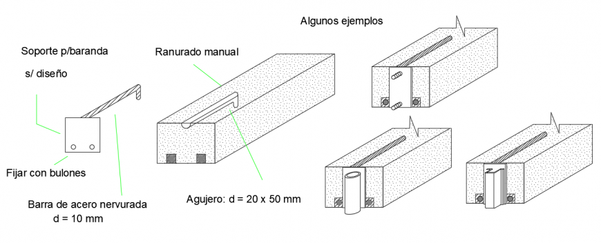 2d cad drawing of Fixing railing auto cad software