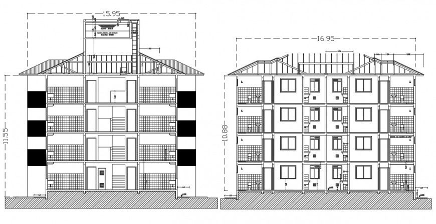 2d cad drawing of flat exterior elevation autocad software