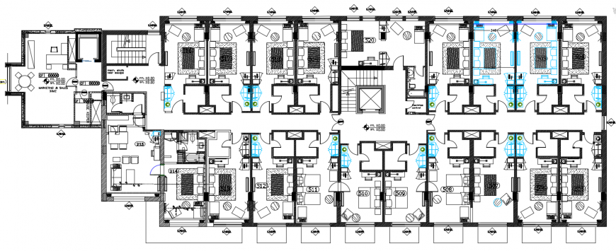 2d cad drawing of hotel rooms autocad software