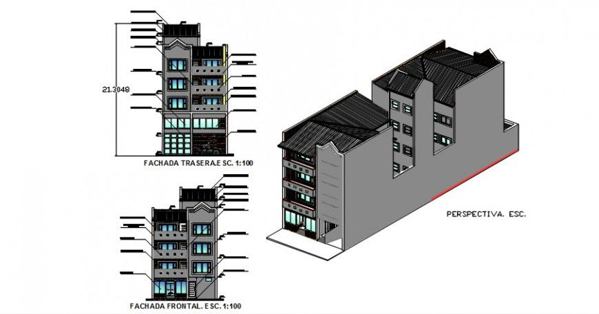  2d cad drawing of Perspective escalation auto cad software