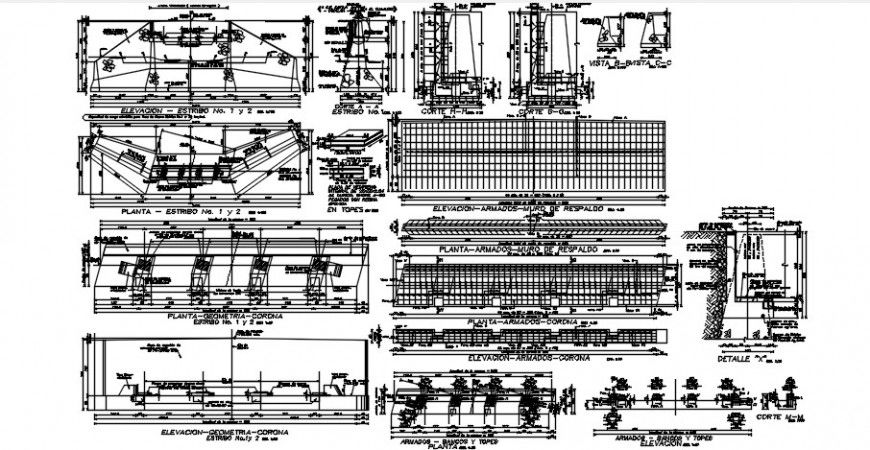 2d cad drawing of Plan for structure for bridge auto cad software