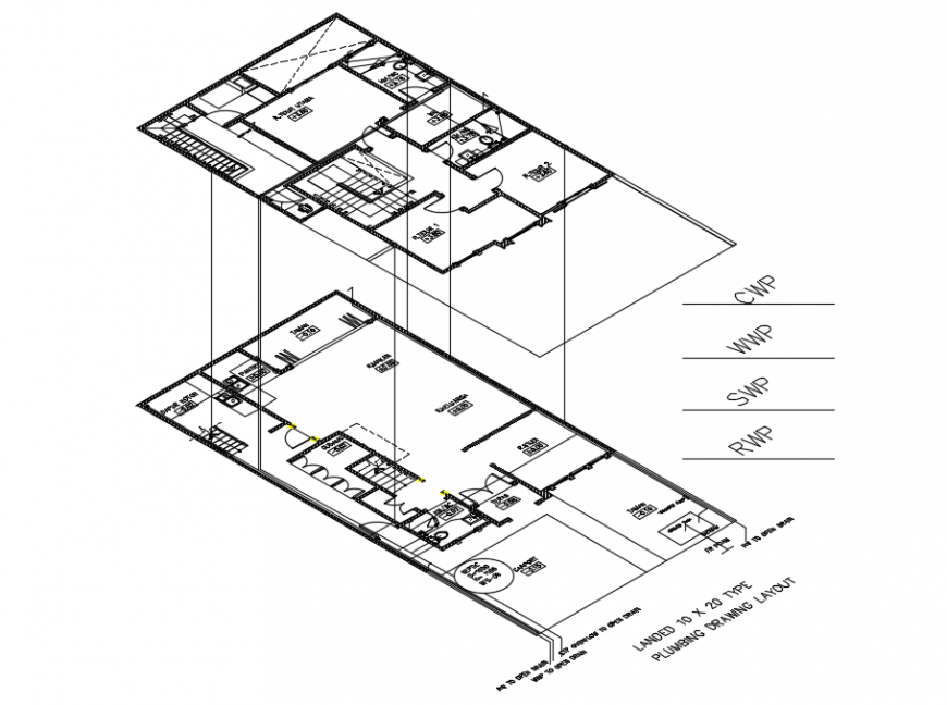  2d cad drawing of Plumbing drawing layout plan autocad software