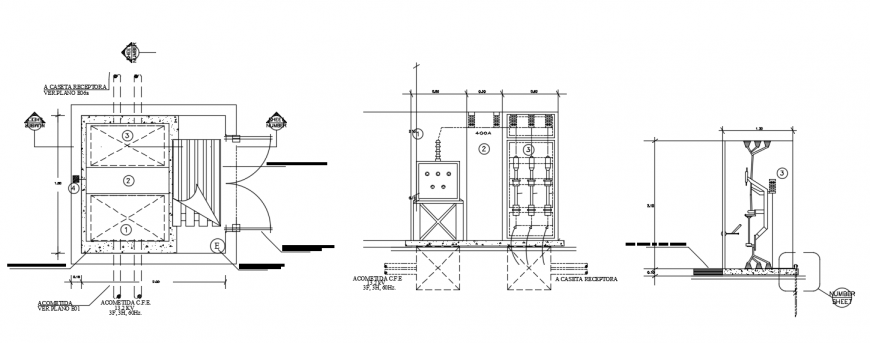 2d cad drawing of Receptacle box auto cad software