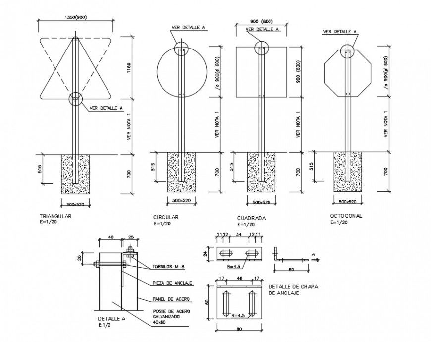  2d cad drawing of Road signs autocad software