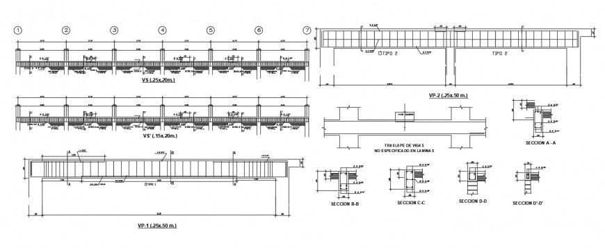 2d cad drawing of Structural details of RCC unit 2d view dwg file