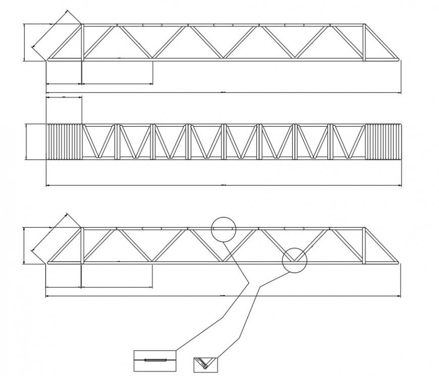 2d cad drawing of Struts of roof autocad software