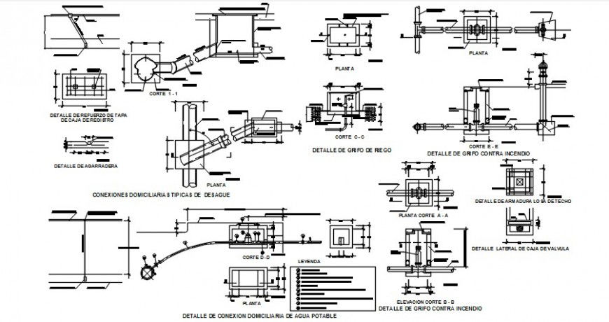  2d cad drawing of System supply water system construction auto cad software