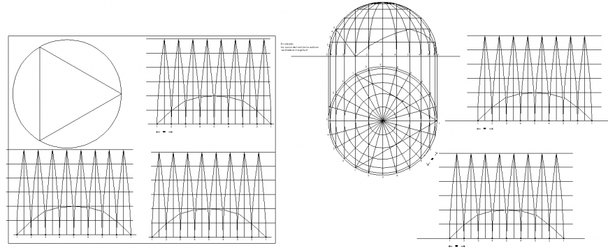 A spherical conductive shell drawing in dwg file.