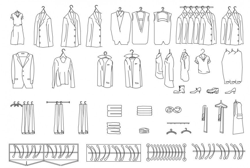  CAd drawings details of  front elevation of clothes