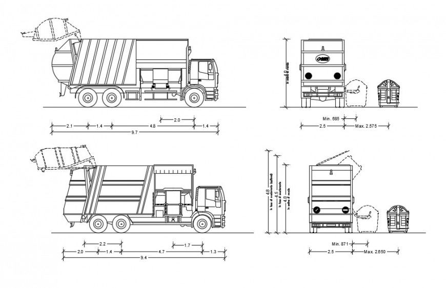  CAd drawings details of  RMC truck with all type of elevation 