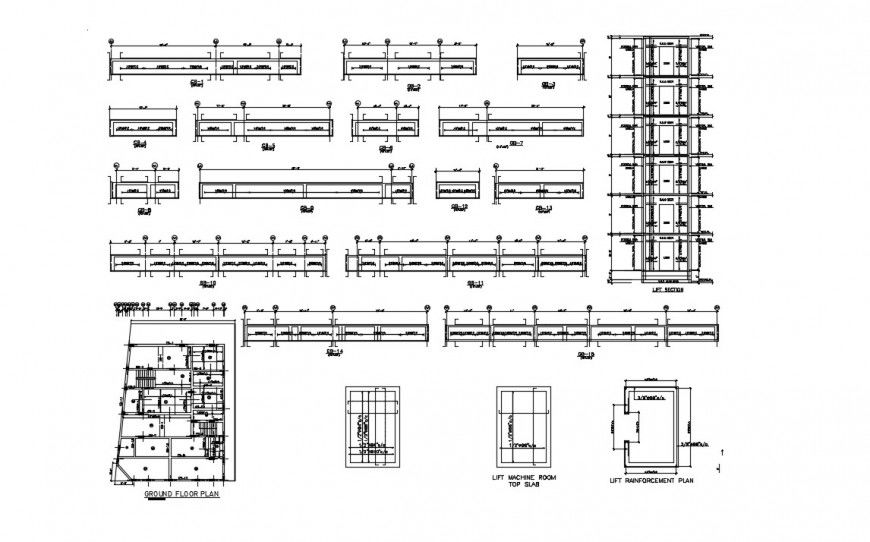 Column beam structure reinforcement of 2d drawing of autocad file