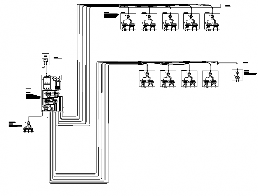 Electrical circuit and wire detail elevation 2d view layout dwg file