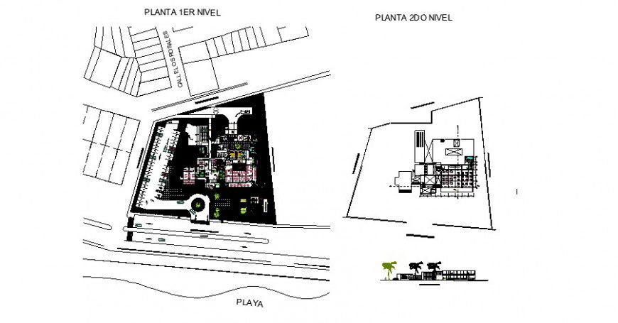  Floor plan and elevation of hotel in auto cad