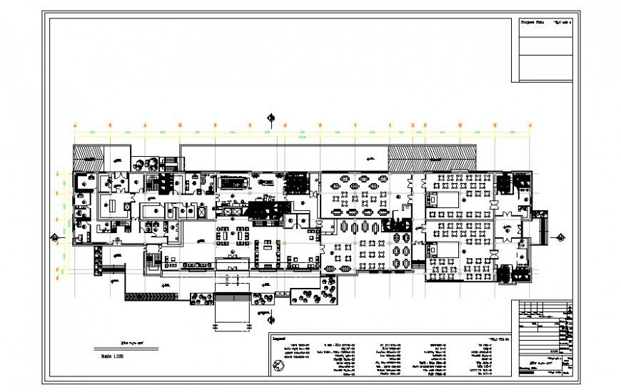 Floor plan of hotel with dining area in auto cad file