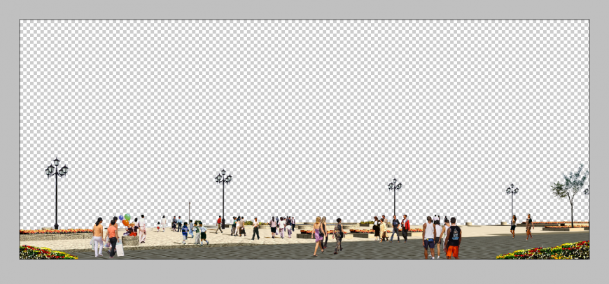  Foot path detail elevation 3d model photo shop detail