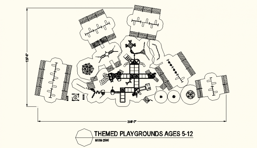  Hexagonal shape large themed park detail layout file