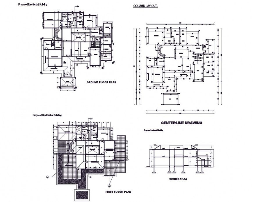 House plan with roof area in auto cad software