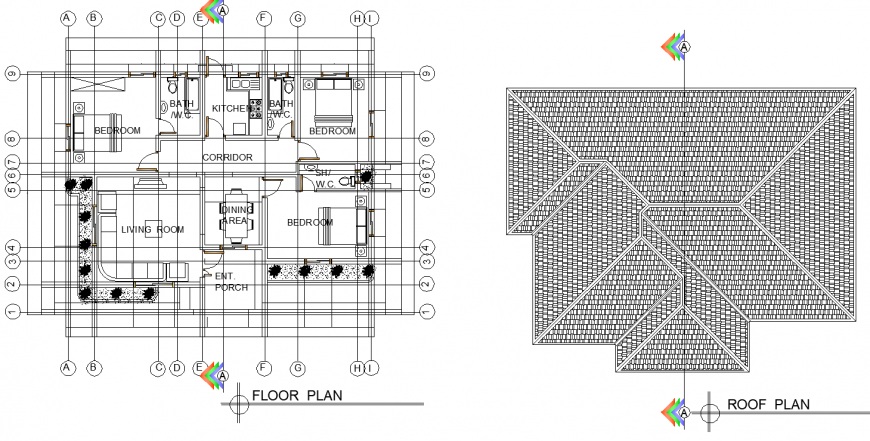 Interior layout plan of the house in dwg AutoCAD file.