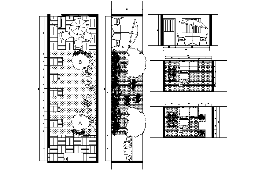  Landscape patio design of bungalow drawing in dwg file.