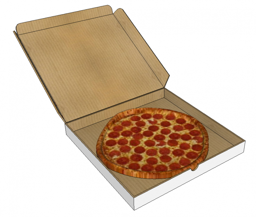 Pizza box detail elevation 3d model layout sketch-up file