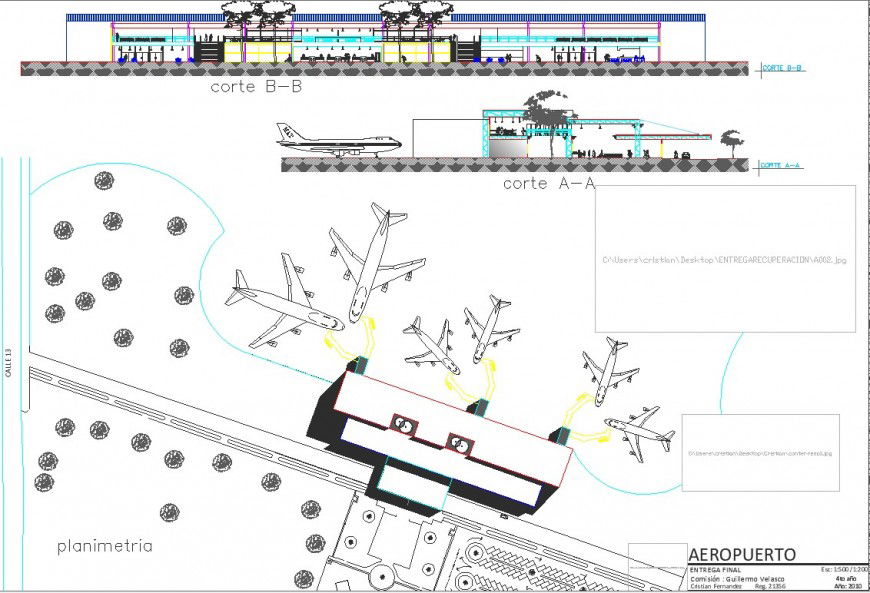  Plan , section and elevation detail drawing of airport in dwg file.