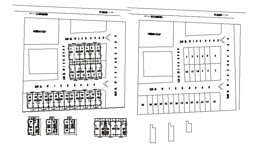 Plot area drawings with building units 2d view dwg file