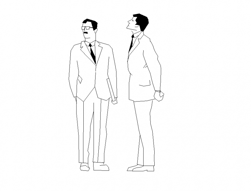 Professional people CAD block detail 2d view dwg file