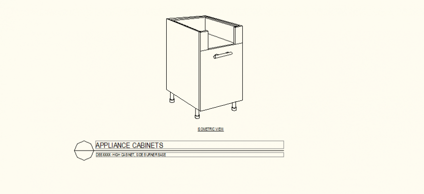 Single Door Base Cabinet Plan with Layout in DWG Format