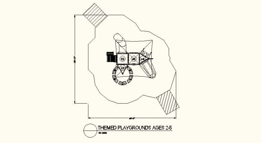  Square shaped themed park detail elevation autocad file