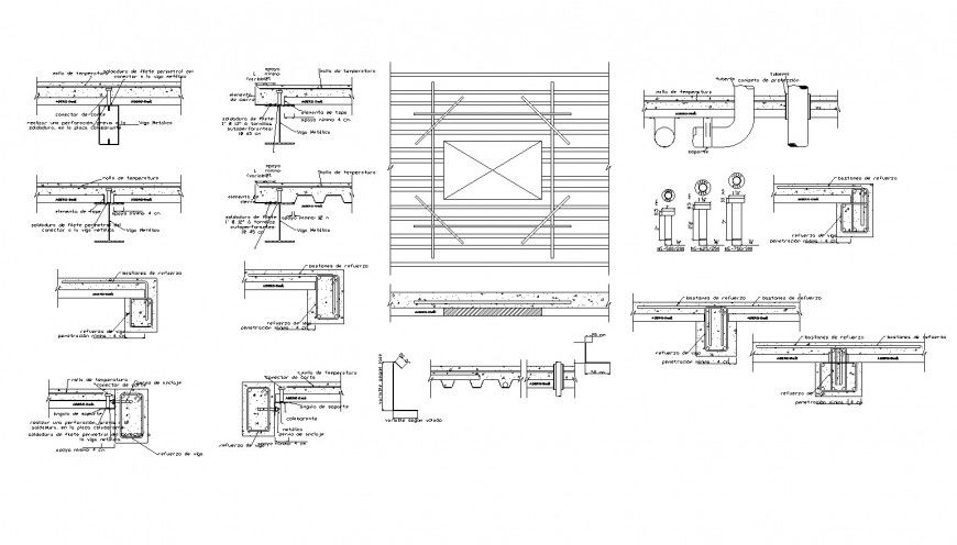  Steel deck with tube plan structure view with detail in auto cad file