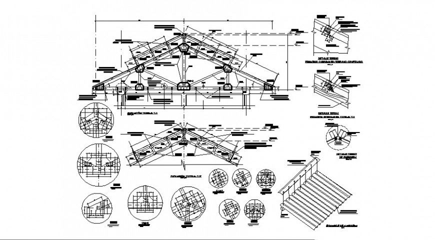 Structural view of cover elevation with detail in auto cad