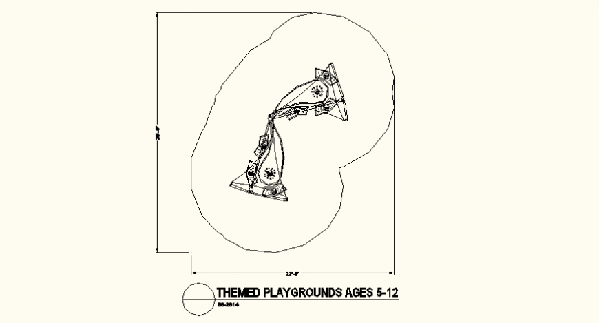  Themed play-ground bench detail plan and elevation layout file