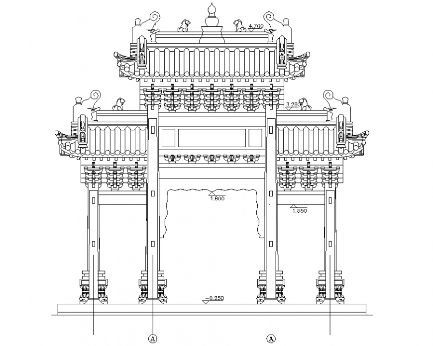  Traditional main entrance gate design in dwg fle.