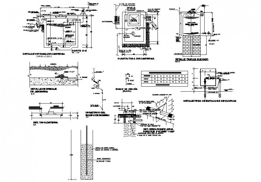  Water tube plumbing line with tank elevation of shopping Centre of auto cad