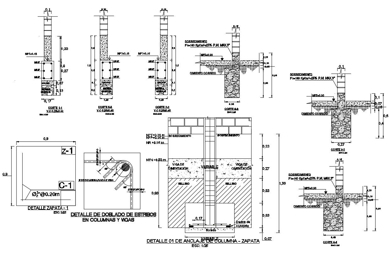 2D Drawing Of Best Column Foundation Details Plan AutoCAD File
