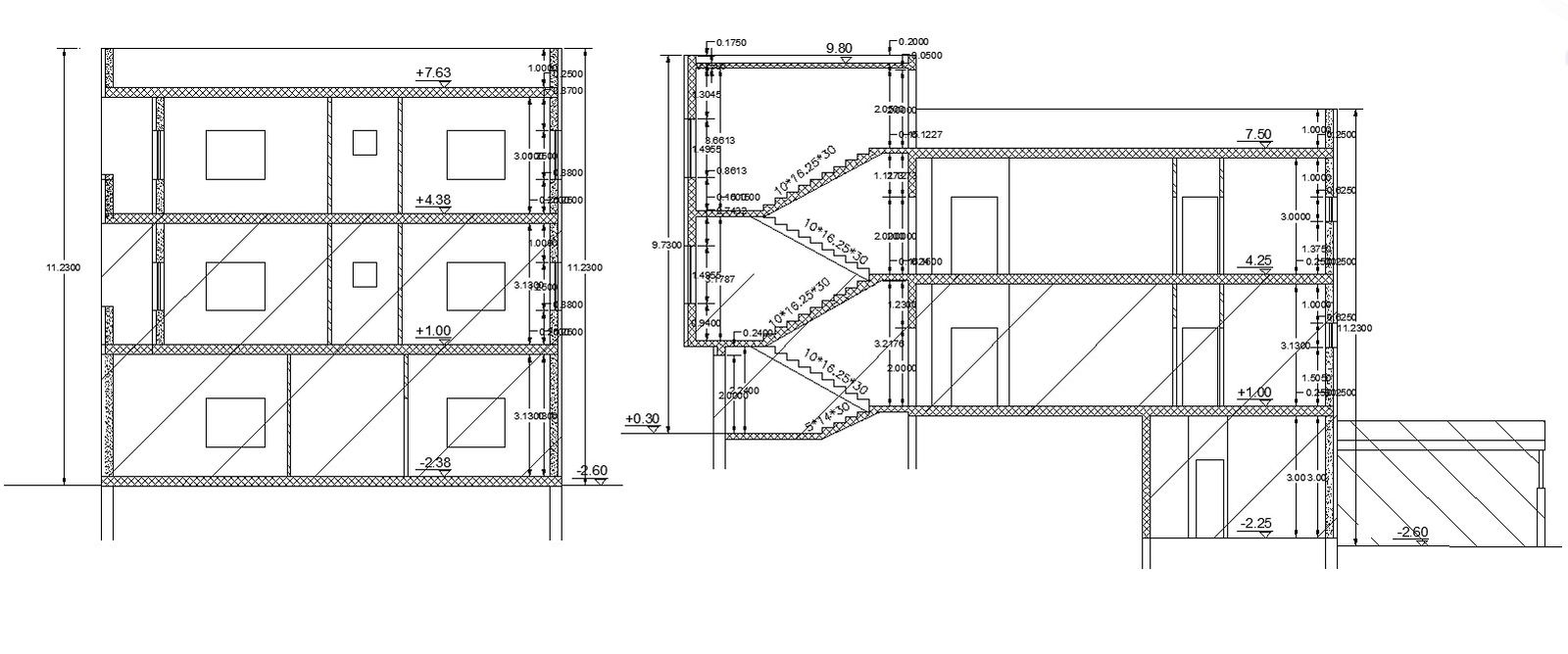 Architectural Drawing Of Two Sections House Building Design