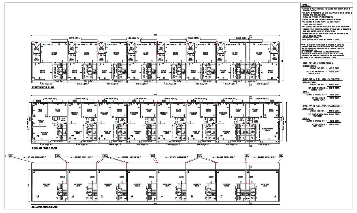AutoCAD File Submission Drawing Of Residential Building With Calculation DWG