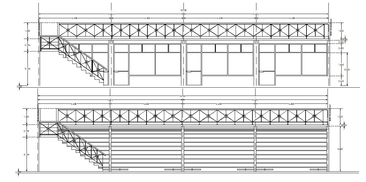 Autocad drawing of retail store elevation