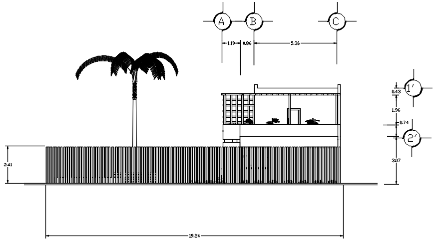  Autocad drawing of sectional elevation