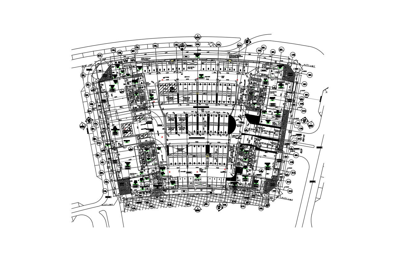 Commercial Building Design Plans With Parking AutoCAD File