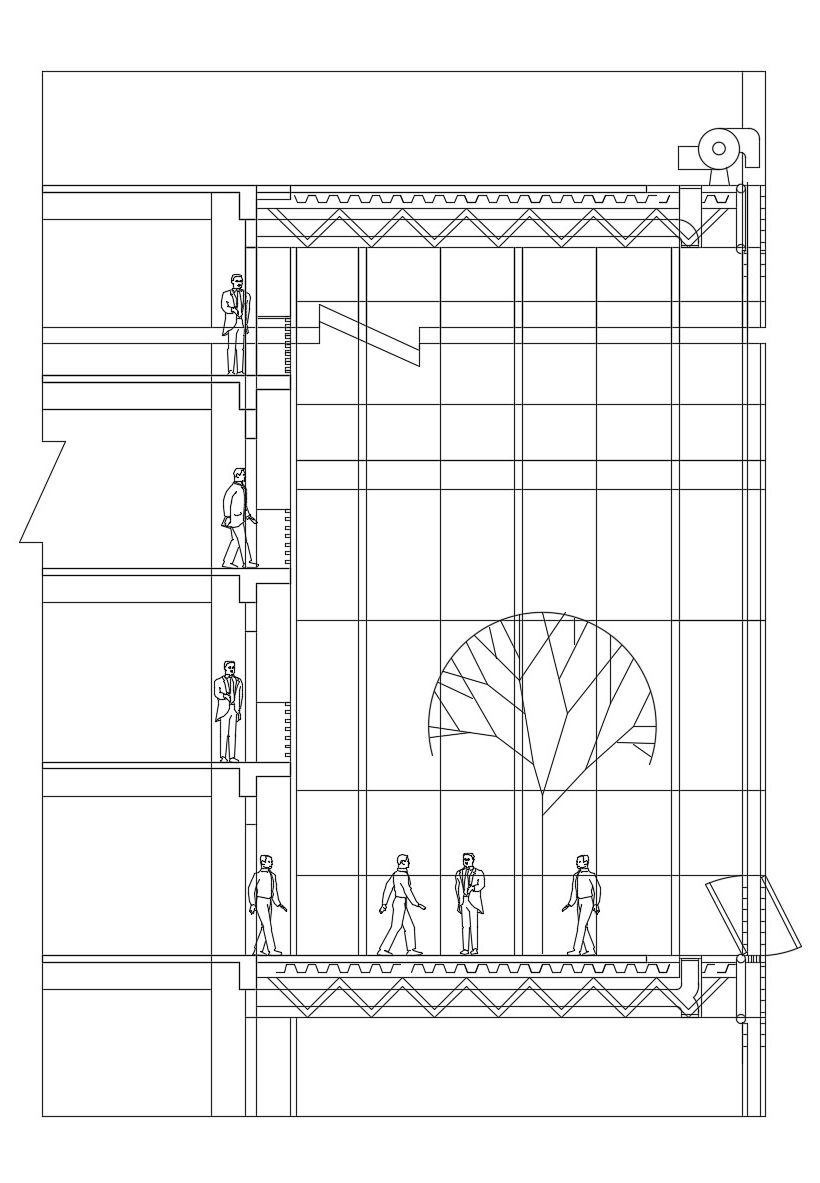 Download The Elevation And Section Of Commercial Building AutoCAD File