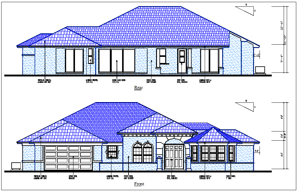  Elevation view detail of building dwg file